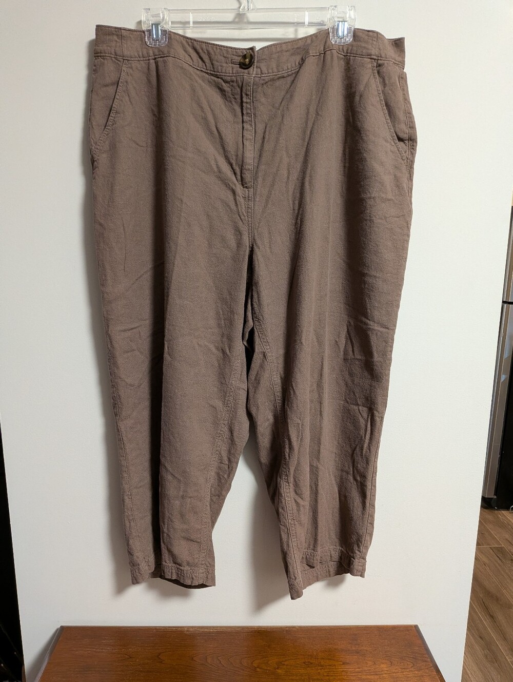 Northern Reflections Brown Casual Cotton-Linen Blend Capris Pants.Sz XL. Classic